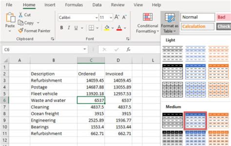 Image result for Excel Table Format Colors