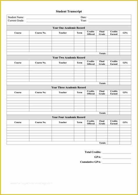 Afbeeldingsresultaten voor Transcript Template Excel Free