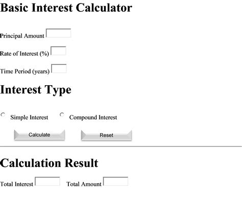 Toradh íomhá ar Simple Interest Calculator HTML Code