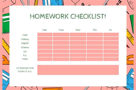 Image result for Homework Sign Checklist