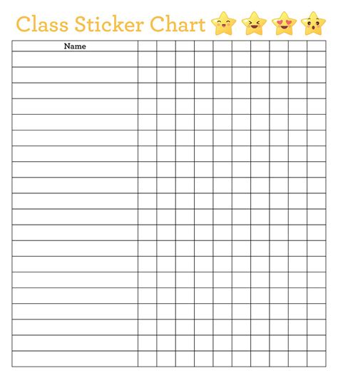 Blank Printable Sticker Chart に対する画像結果