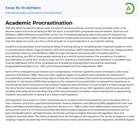 Image result for Example of Pattern of Procrastination Paper