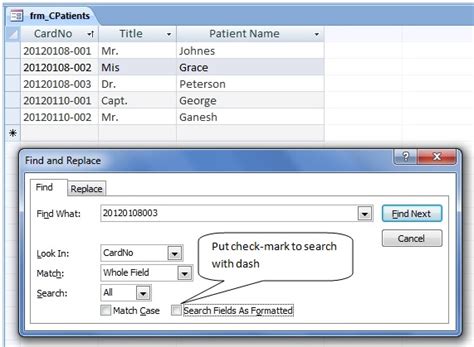 Image result for MS Access Search Button for a Check Number