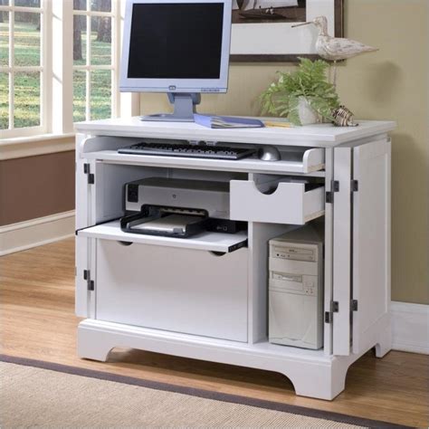 Image result for Compact Computer Desk with Printer Shelf Whitewash