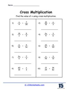 Image result for Cross Multiplication Worksheet