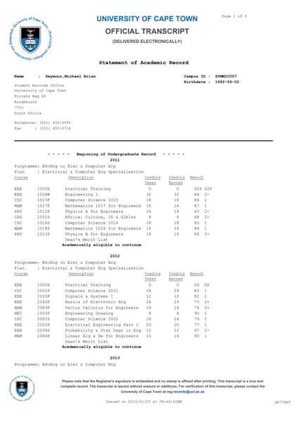 Image result for Cput Academic Transcript
