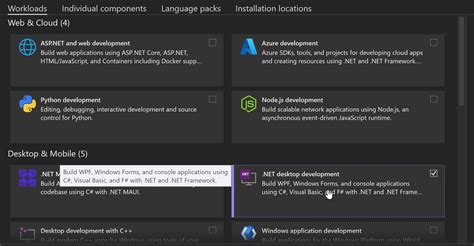 Image result for Visual Studio Workload List
