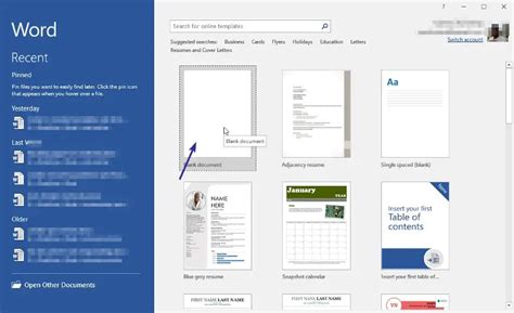 Image result for Opening Screen of MS Word
