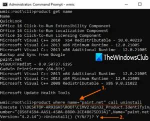 Toradh íomhá ar Uninstall Command-Prompt