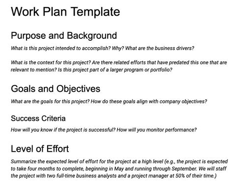Image result for Work Planning Example