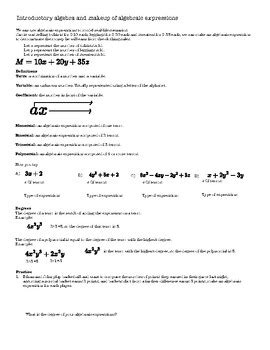 Image result for Introduction to Algebraic Expressions