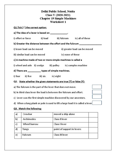 Image result for Simple Machines Worksheet
