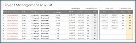 √ Project Manager Task List Template
