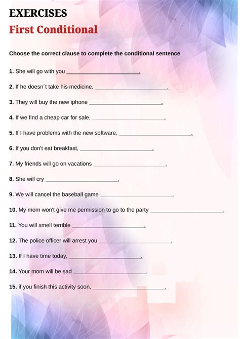 Worksheet for First Conditional Class 7 に対する画像結果