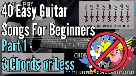 40 Easy Guitar Songs For Beginners Part 1 - 3 Chords Or Less - YouTube