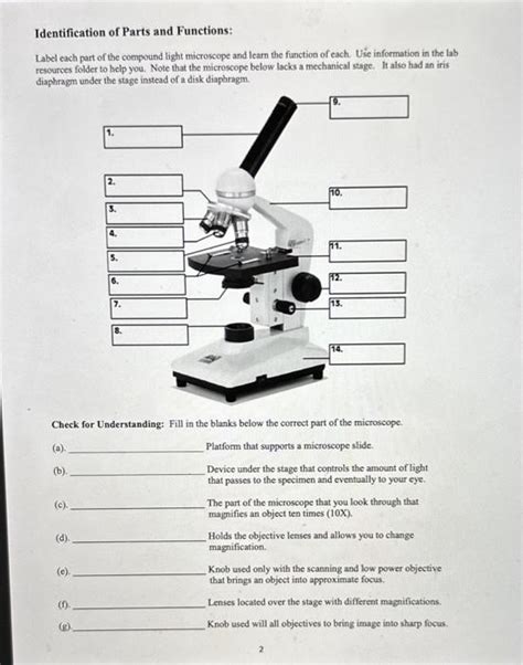 Image result for Compound Light Microscope Parts Worksheet