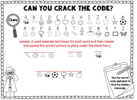 Afbeeldingsresultaten voor Easy Secret Code Worksheets