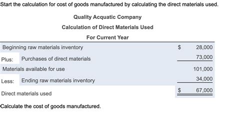 Toradh íomhá ar Direct Material Percentage Formula
