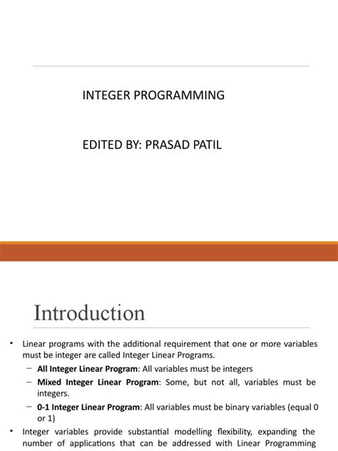 Image result for Types of Integer Programming Model