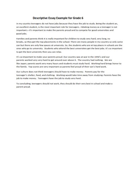 Image result for Descriptive Essay Sample PDF