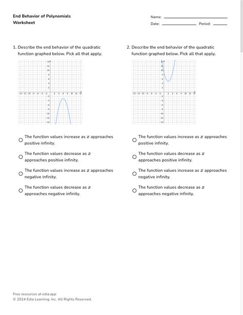 Image result for End Behavior Worksheet