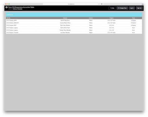 Image result for Table HTML/CSS CodePen