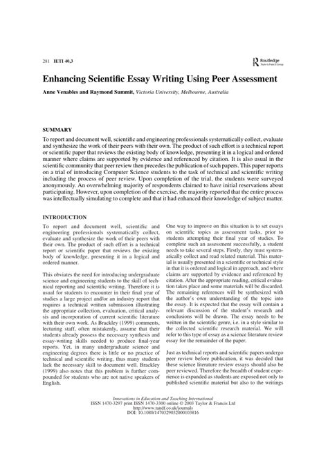 Toradh íomhá ar Scientific Essay Example