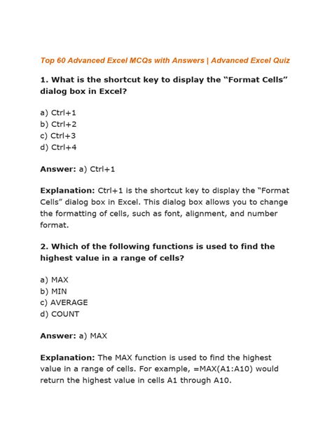 Image result for Excel Basic MCQs