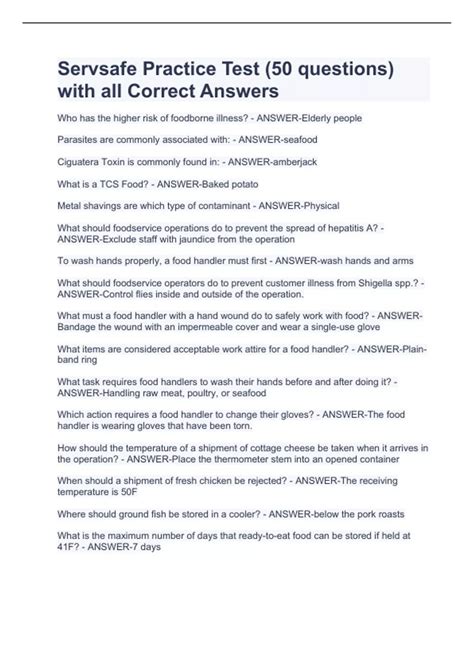 Safe Serve Test Questions and Answers に対する画像結果