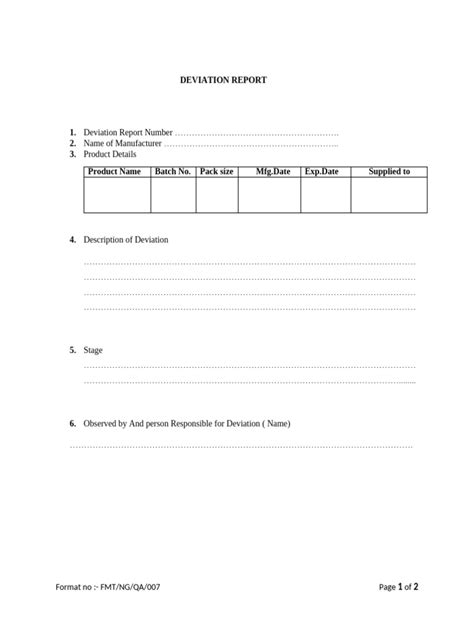 Image result for Deviation Note Format