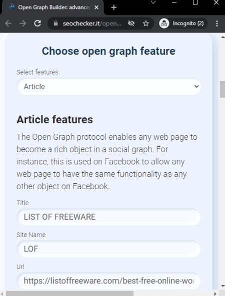 Image result for Open Graph Generator