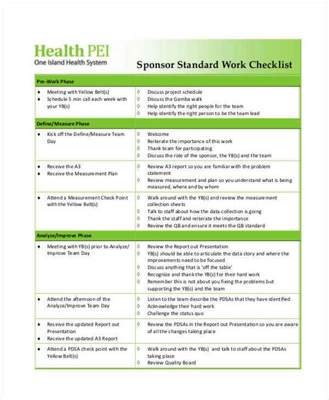 Toradh íomhá ar Sample Work Checklist