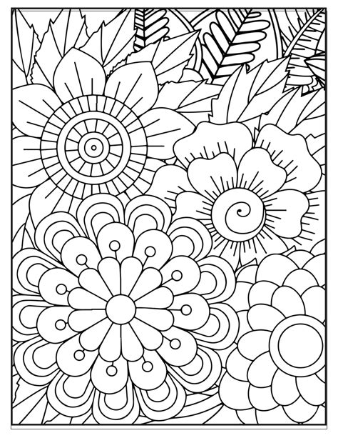 Seamless Floral Pattern Coloring Pages എന്നതിനുള്ള ഇമേജ് ഫലം