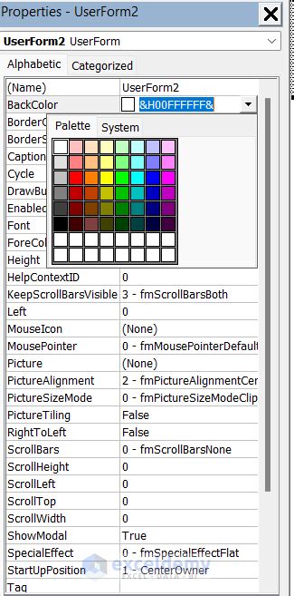 Userform Excel Colors に対する画像結果
