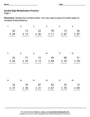 Toradh íomhá ar Worksheet for 4th Grade Math Doble Digit Multiplication