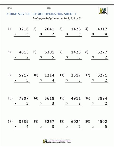 Toradh íomhá ar Challenging Multiplication Worksheets