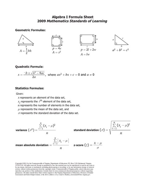 Image result for ABC Math Formula Sheet