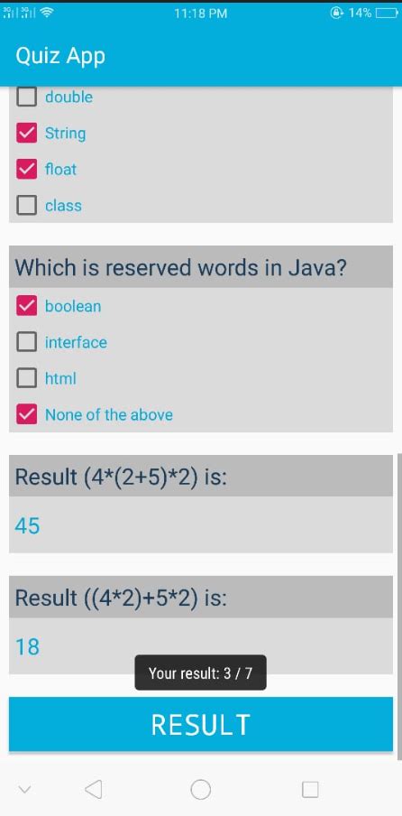 Image result for Java Quiz App