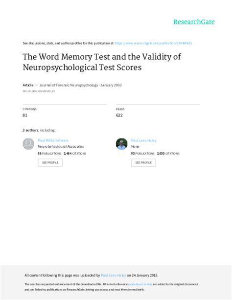 Image result for Memory Word Test