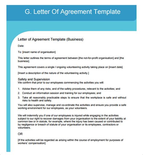 Toradh íomhá ar Simple Letter of Agreement Template