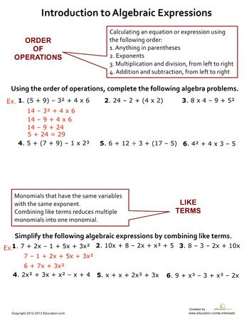 Image result for Introduction to Algebra Answer Sheet