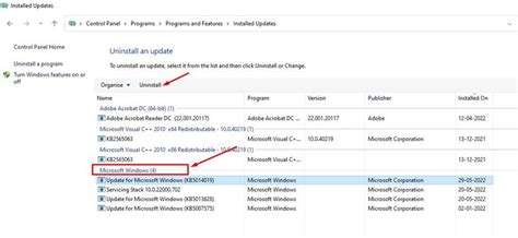 Toradh íomhá ar Uninstall Updates From Control Panel