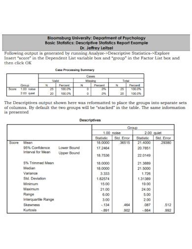 Image result for Statistical Report Example