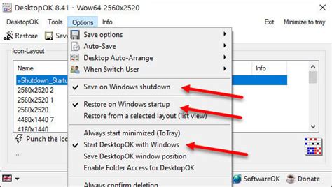 Toradh íomhá ar Restore Icons On Start Up