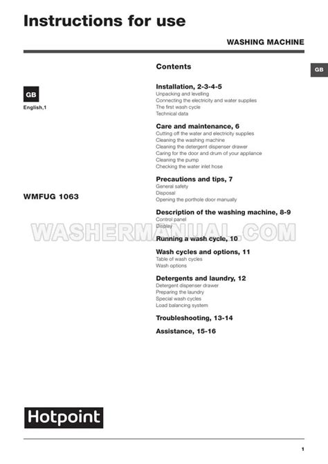 Image result for Hotpoint Washing Machine Smart Tech Manual