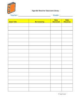 Image result for Classroom Library Sign Out Sheet