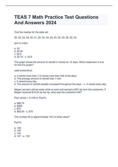 Image result for Teas Practice Test Math Quizlet