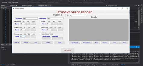 C# SQL Grading System に対する画像結果