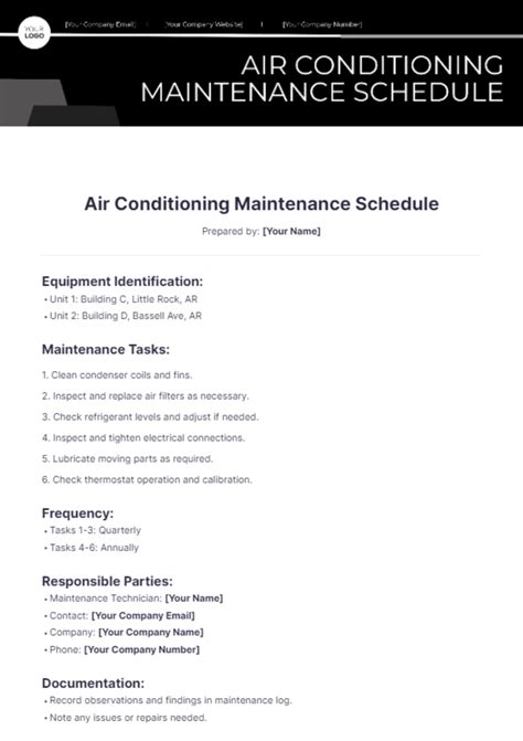 Image result for Maintenance Schedule Template