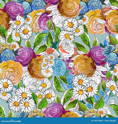 Image result for Colorful Flowers Seamless Pattern